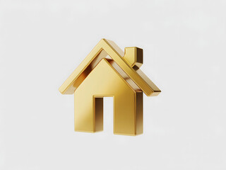 3D Golden House Icon on Light Background