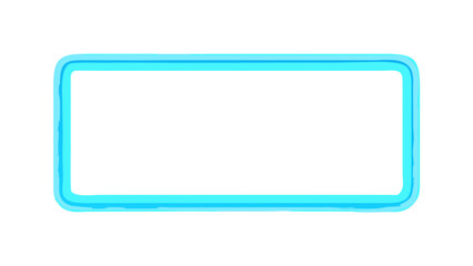 Vibrant blue glowing rectangular frame with soft rounded corners on a clean white background, ideal for modern digital design, futuristic user interfaces, or highlighting content