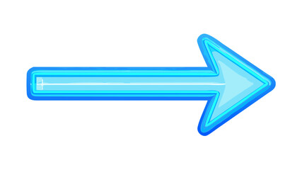 Vibrant glowing blue arrow icon pointing right, symbolizing direction, progress, and forward movement, ideal for navigation, next steps, or status indicators in modern digital designs