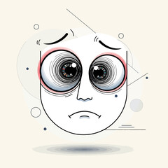 Surprised cartoon face with wide eyes and modern design elements