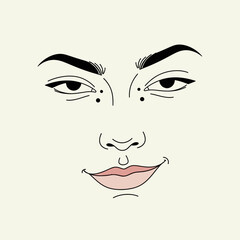 Stunning woman face with facial piercings and bold makeup