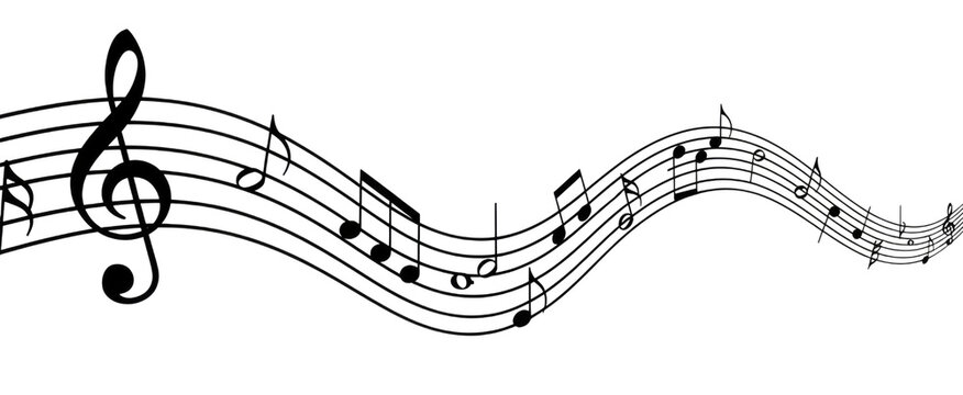 Musical notes on a staff transparent background cutout png