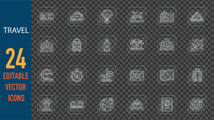 Travel Icons Set Vector Illustration Editable Tourism Symbols
