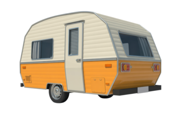 Retro camping trailer with orange stripe