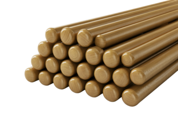 Stacked wooden dowels with round ends