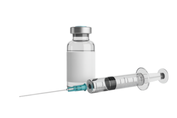Vaccine vial and syringe on