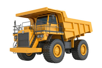 Yellow Mining Dump Truck on Transparent
