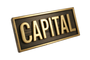 Capital sign on wooden background