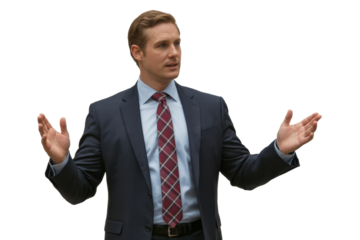 Confident businessman gesturing