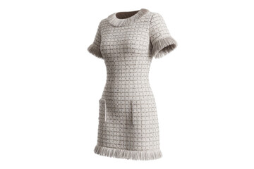 Elegant tweed dress with fringe detail