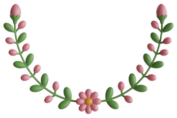 Floral semicircle frame with pink flowers
