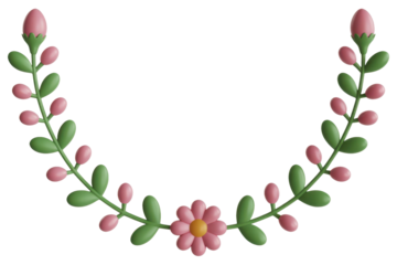 Floral semicircle frame with pink flowers