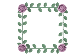 Floral square frame with lavender roses