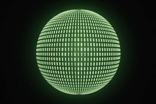 Glowing Binary Code Sphere - Powered by Adobe
