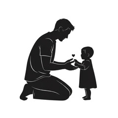 Man giving heart to little girl Isolated On Transparent Background.