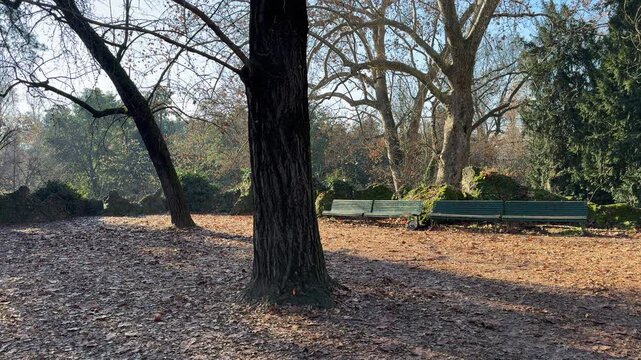 Indro Montanelli Public Gardens in Milan, historic urban park with trees and pathways
