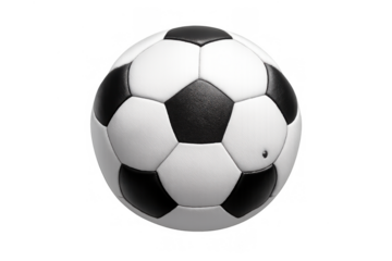 Soccer ball on transparent background. Iconic equipment for professional sports, competition, and team games