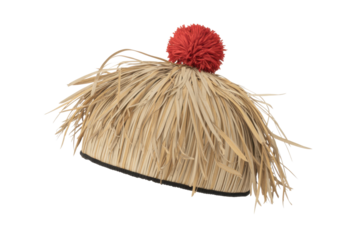 Raffia hat with a red pompom