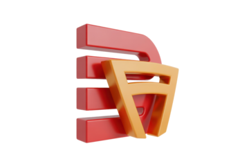 Red and orange paper stack logo 3D render
