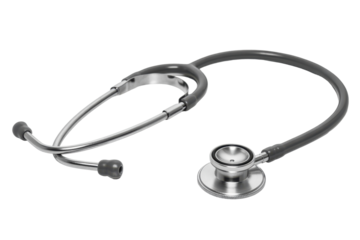 Silver stethoscope for medical examination