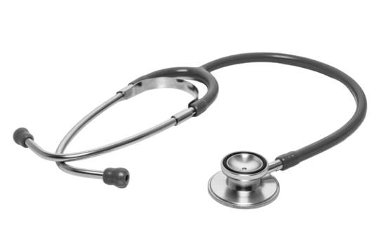 Silver stethoscope for medical examination - Powered by Adobe