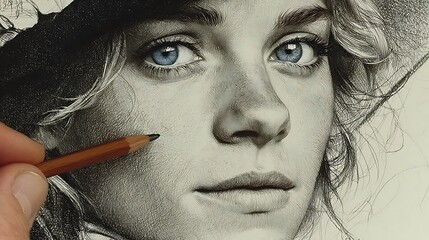 Realistic blue eyes portrait high resolution picture