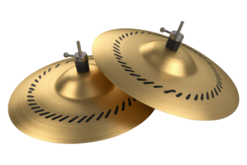 Stack of crash cymbals close up
