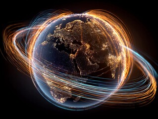 Global network of lights shows connections in data flow around the Earth at night
