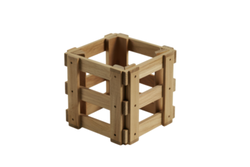 Wooden lattice cube structure