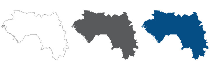 Guinea map set Map of Guinea plain set.