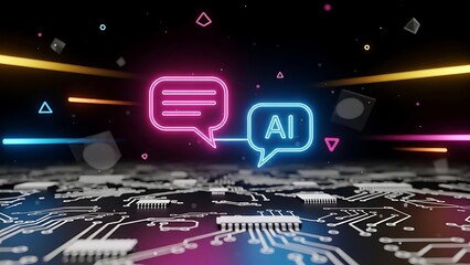 Futuristic AI Chat Interface on Circuit Board