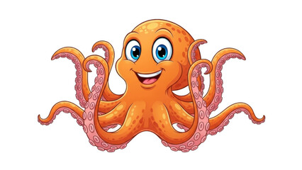 Cartoon octopus isolated on transparent background