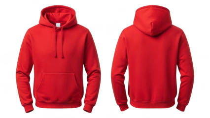 Red hoodie isolated on transparent background