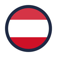 Glossy Round Austria Flag Icon Button Badge Isolated On Transparent Background PNG