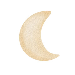 Watercolor crescent moon illustration. Suitable for nursery decor, baby greeting cards, night theme, cozy holiday illustration and calm seasonal background.