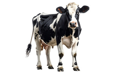 Cow isolated on transparent background, high-quality PNG with natural pose and detailed texture, perfect for farm animal designs, agriculture visuals, dairy concepts, and illustrations.