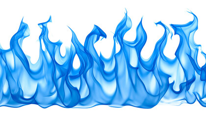Blue flame isolated on transparent background, intense gas fire with bright blue glow, symbol of clean combustion, heat, energy, science, industrial and safety concepts.