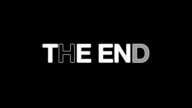 the end opening video motion text word lettering typography neon white glow blinking flickering appear in outline animation video, outline glow intro outro alpha channel luma matte clip footage
