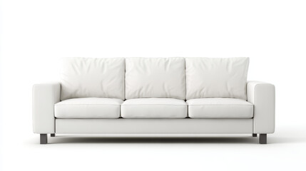 Fototapeta premium “White Cushion Sofa Front View Isolated on White Background”