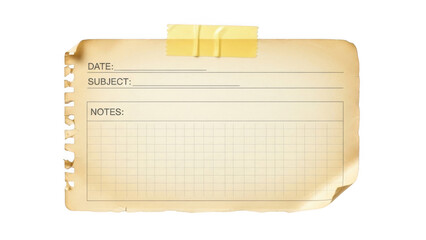 Vintage notepad page isolated on transparent background