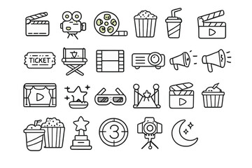 Fototapeta premium Movie and Cinema Icon Set