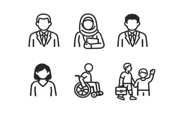 Diverse group of people icons representing different ages, genders, and abilities