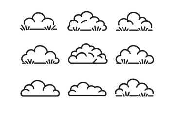 Set of 9 Bush Icons in Neon Style © Andrei