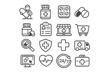 Fototapeta premium Medical and Healthcare Icons Set