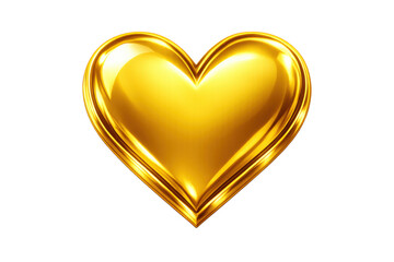 Golden 3d heart icon illustrating love, romance, luxury, and special occasions on transparent background