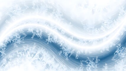 Stunning frosty wave pattern with intricate snowflakes and soft blue hues