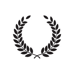 Classic Black Laurel Wreath Vector Icon