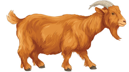 Cute and Playful Goat Cartoon Vector Illustration with Outline on White Background