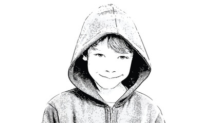 Cyber Security Expert Portrait of Smiling Young Hacker Boy on White Background Vector Illustration