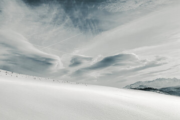 snow covered mountains